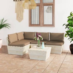 The Living Store Loungeset Pallet 5-Delig - 60x60x65 cm - Taupe