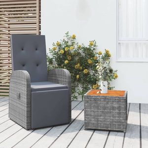 The Living Store Loungeset - Grijs - Tuinstoel- 57x69x106cm - Tafel- 45x45x40cm