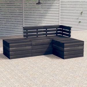 The Living Store Pallet loungeset - massief grenenhout - donkergrijs - 60x65x71.5 cm - modulair