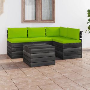 The Living Store Pallet Loungeset - Tuinmeubelen - 60x65x71.5 cm - Hout
