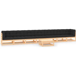 The Living Store 8-delige Loungeset met antracietkleurige kussens grenenhout - Loungeset - Tuinmeubels - Pallets - Grenenhout - Outdoor Furniture