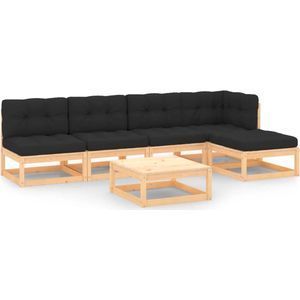 The Living Store Loungeset Grenenhout Tuinmeubelen - 70x70x67 cm - Antraciet