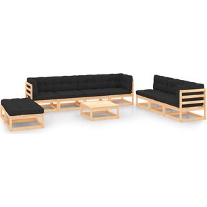 The Living Store loungeset - Grenenhout - Antraciete kussens - Modulaire opstelling