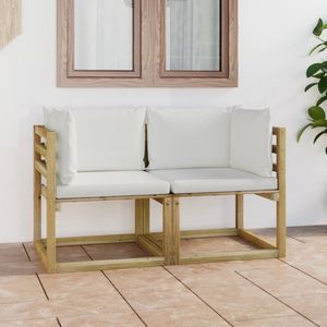 Garten-Ecksofas & Kissen in Grün 2 Stk. Kiefernholz - Gartensessel - Gartenlounge - Holzsessel - Outdoor Möbel - Kiefernholz - The Living Store