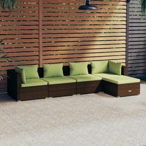 The Living Store Loungeset - Bruin PE-rattan - Modulair ontwerp - Stevig frame - Hoogwaardig materiaal - Comfortabele