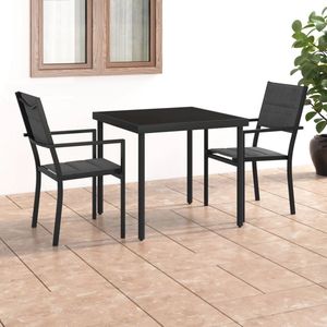 The Living Store 3-delige Tuinset staal - Tuinstoel - Eetkamerset - Buitentafel - Lounge Set - Outdoor Furniture