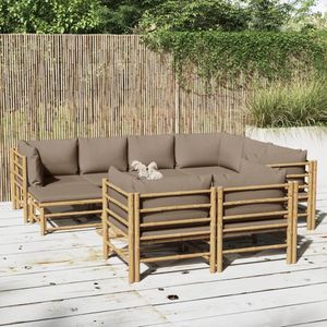 The Living Store Tuinset Bamboe - Lounge - 9-delig - Taupe