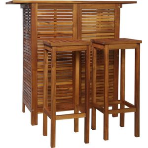The Living Store Barset Acaciahout - 110x50x105 cm - massief hout - 1 tafel en 2 stoelen