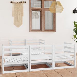 The Living Store 6-delige Loungeset massief grenenhout wit - Tuin Lounge Set - Houten Loungebank - Zitbank - Buitentijd - Veranda