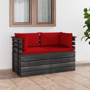 The Living Store Garten-Palettensofa 2-Sitzer mit Kissen Kiefer Massivholz - Gartensorgen - Kiefernholzsofa - Outdoor Möbel - Lounge Set - Balkonmöbel