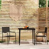 The Living Store Tuinset - Tafel 80x80x74 cm - 2 Stoelen 51x60x87 cm - Stapelbaar - Zwart PE-rattan en staal - Weerbestendig