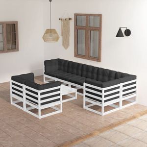 The Living Store Tuinset Grenenhout - Modulair - 70x70x67 cm - Wit - Antraciet