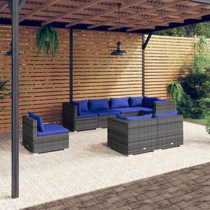 The Living Store Loungeset polyrattan - grijs - modulair design