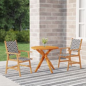 The Living Store 3-delige Tuinset massief acaciahout - Tuinmeubles - Acacia Hout - Terrasstoel - Eetkamerset - Buitendecor