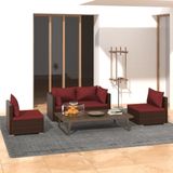 The Living Store Loungeset - Trendy - Tuinmeubelen - 70 x 70 x 60.5 - bruin - kaneelrood