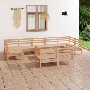 The Living Store 10-tlg. Garten-Lounge-Set Massivholz Kiefer - Gartenmöbel-Sets - Braun