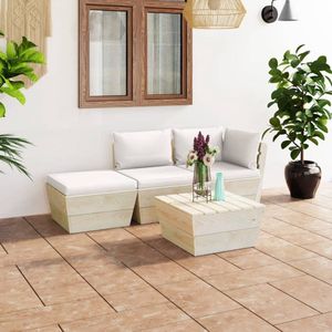 The Living Store Pallet Pallettuinset - 4-delig - 60x60x65cm - Vurenhout