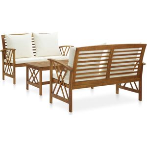 The Living Store 3-tlg. Garten-Lounge-Set mit Auflagen Massivholz Akazie - Gartenmöbel Set - Lounge Set - Holz Gartenmöbel - Esszimmergarnitur