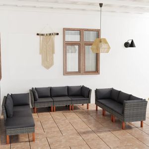 The Living Store Loungeset - - Tuinmeubelen - 60.5 x 64.5 x 67 cm - Grijs - Antraciet