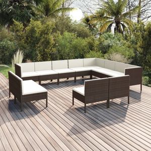 The Living Store Loungeset Moderne Bruin - 57x69x69 cm - PE-rattan