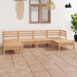 The Living Store Loungeset Hout - Grenenhout - 63.5 x 63.5 x 62.5 cm - Modulair