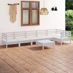 The Living Store Tuinset Pallet - Houten - Wit - 63.5 x 63.5 x 62.5 cm - Modulair