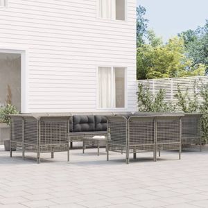 The Living Store Loungeset outdoor - grijs - poly rattan - modulair design - weerbestendig