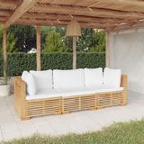 The Living Store Loungeset - Teakhout - Crèmewit - 69.5x69.5x60cm - Inclusief kussens