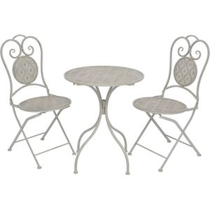 The Living Store Bistroset Staal - 60 x 72 cm - Grijs Handgeschilderde Details