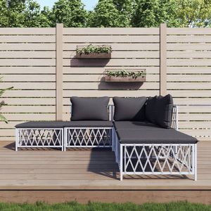 The Living Store Loungeset - Tuinmeubelen - Wit - 72 x 72 x 66 cm - Geweven stof