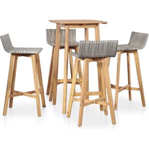 The Living Store 5-tlg. Garten-Essgruppe Massivholz Akazie - Gartenmöbel - Essgruppen - Barsets - Outdoor Furniture - Rattan Möbel