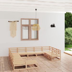 The Living Store loungeset - Grenenhout - 7x middenbank - 4x hoekbank - 1x tafel/voetenbank - 70x70x67 cm/30 cm