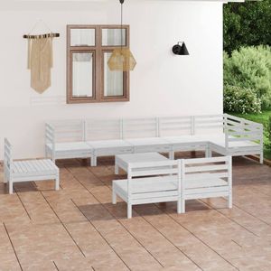 The Living Store Tuinmeubelset Pallet - 63.5 x 63.5 x 62.5 cm - Wit - Massief grenenhout