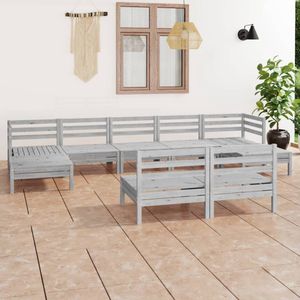 The Living Store Loungeset Pallet - Grenenhout - Wit - 63.5x63.5x62.5 cm - Modulair Design
