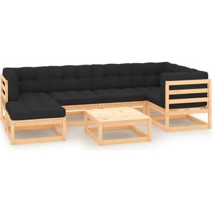 The Living Store loungeset - massief grenenhout - antraciet - 70 x 70 x 67 cm