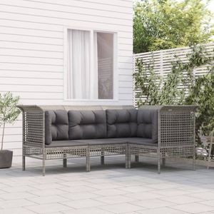 The Living Store Loungeset - Grijs PE-rattan - Modulair ontwerp - Weerbestendig materiaal - Stevig frame - Comfortabele zitervaring - Afmetingen- 65 x 65 x 75 cm - Draagvermogen- 110 kg - Inclusief kussens - Montage vereist