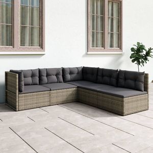 The Living Store Loungeset - Tuinmeubelen - Hoekbank 54x54x24.5/38/50/55cm - Grijs