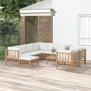 The Living Store Tuinset Bamboe - Modulaire loungeset - Comfortabel zitten - Praktische tafel - Duurzaam materiaal -