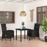 The Living Store Tuinset  - n - v - t -  Tafel en stoel set  80 x 80 x 74 cm tafel  58 x 63 x 108 cm stoel  Zwart