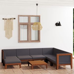 The Living Store Acacia Loungeset - Donkergrijs - 68.5x68.5x62 cm - Modulair
