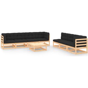 The Living Store loungeset Corsica - Grenenhout - 70x70x67 cm - Antraciet