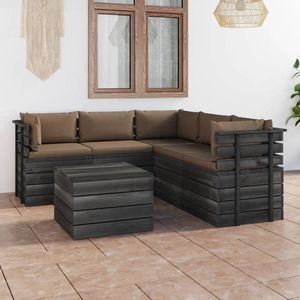 The Living Store Loungeset Pallet - Grenenhout - 60x65x71.5 cm - Taupe