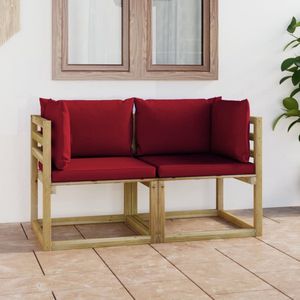 The Living Store Garten-Ecksofas & Kissen in Grün 2 Stk. Kiefernholz - Gartenmöbel - Holzmöbel - Loungemöbel - Ecksofa - Outdoor Möbel