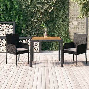 The Living Store Tuinset PE-rattan Zwart - 48 x 55 x 88 cm - Modulair design