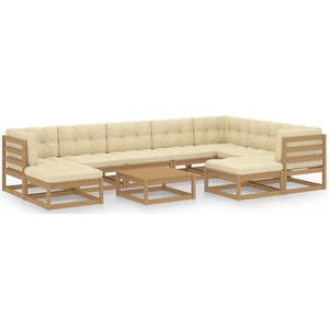 10-tlg. Garten-Lounge-Set mit Kissen Honigbraun Massivholz - Gartensofa - Lounge Set - Gartenmöbel - Rattan Möbel - Outdoor Furniture - The Living