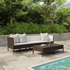 The Living Store Loungeset - Modulair - 6-delig - PE-rattan - Bruin - 100% Polyester