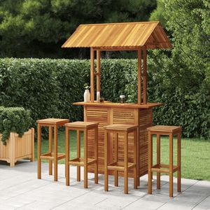 The Living Store 5-delige Tuinbarset massief acaciahout - Tuinbarset - Acacia Hout - Buitenshuis Eten - Lounge Set - Terras Meubilair