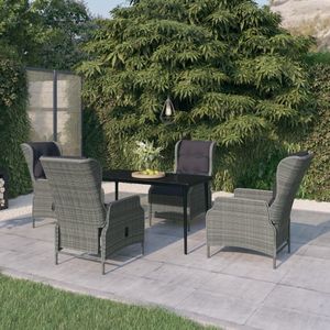 The Living Store Tuinset - Outdoor Living - Tafel 140 x 70 x 74 cm - Stoel 57 x 88 x 100 cm - PE-rattan - gepoedercoat staal