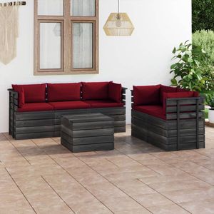 The Living Store Tuinset Grenenhout Pallet - Wijnrood - 60 x 65 x 71.5 cm