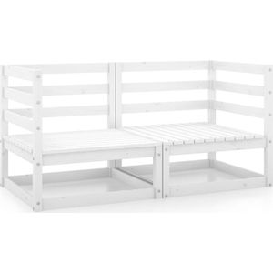 Garten-Ecksofas 2 Stk. Weiß Kiefer Massivholz - Outdoor-Sofa - Gartenmöbel - Eckbank - Lounge Set - Kiefernholzmöbel - The Living Store
